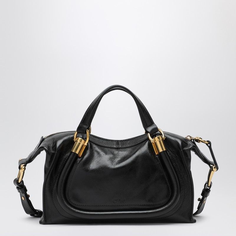Chloé Women's Small Paraty 24 Bag In Shiny Leather in Black | CHC24AS751N82