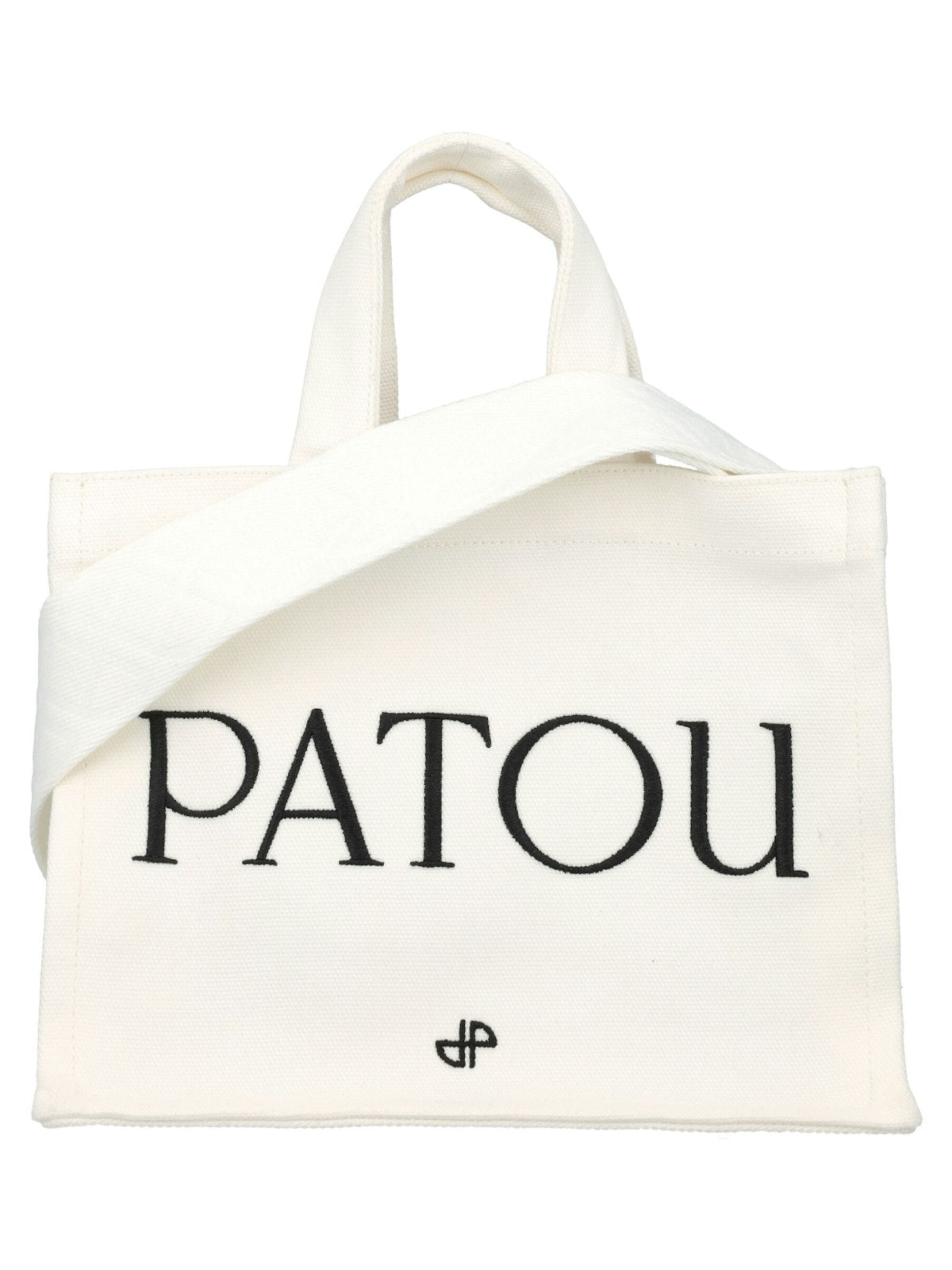 Patou Women's Small Canvas Tote Bag in White | 24PAC0440076 Color 001W