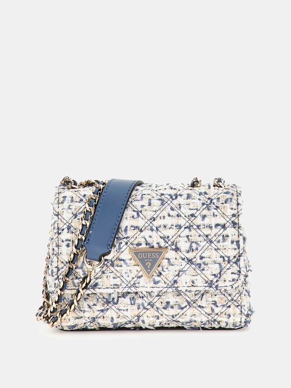 Guess Mini sac à bandoulière en tweed Giully