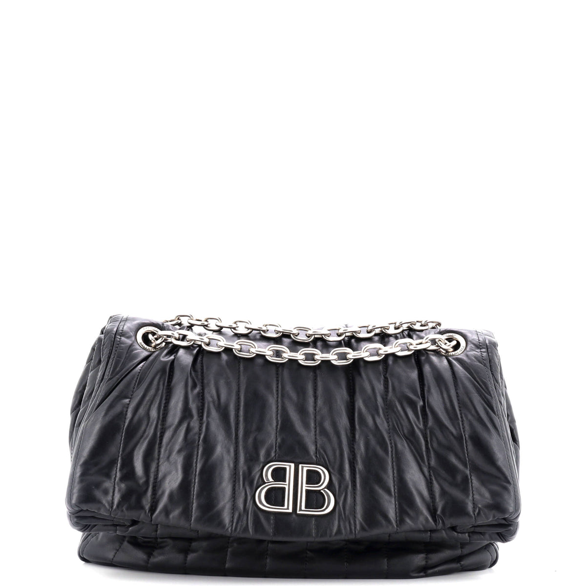 Balenciaga Monaco Chain Flap Shoulder Bag Quilted Leather Medium