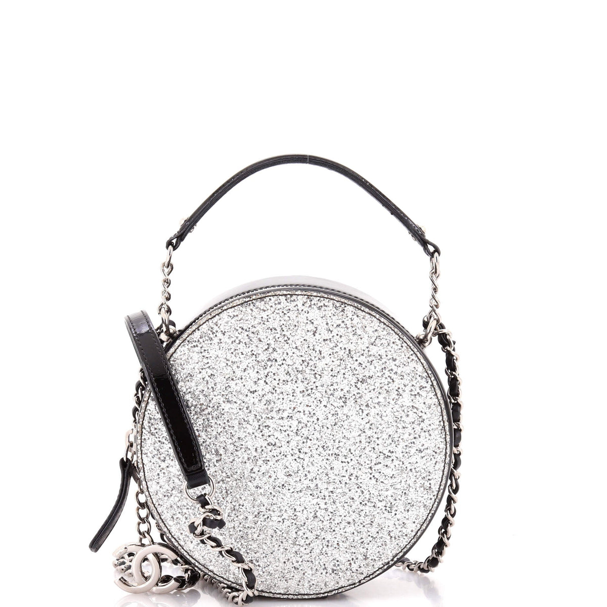 Chanel CHANEL Evening On The Moon Round Evening Bag Glittered PVC with Patent Mini