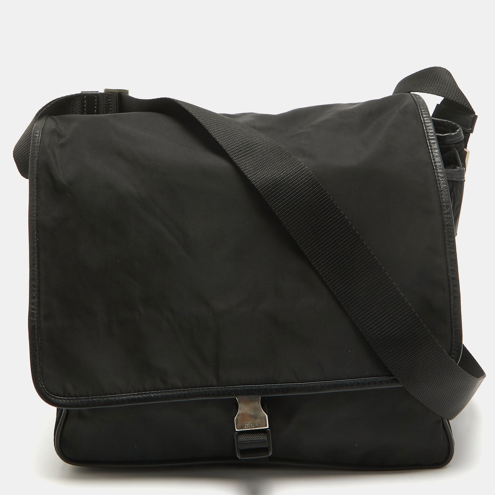 Prada Black Nylon and Leather Messenger Bag