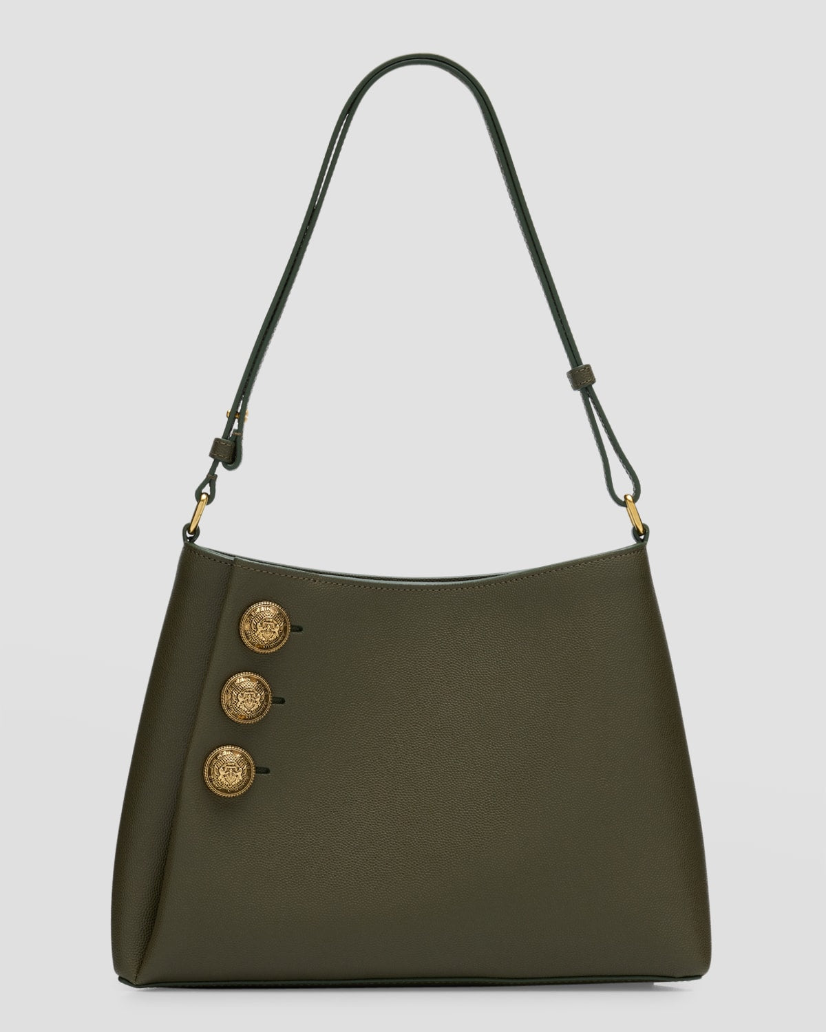 Balmain Embleme Shoulder Bag in Grained Leather