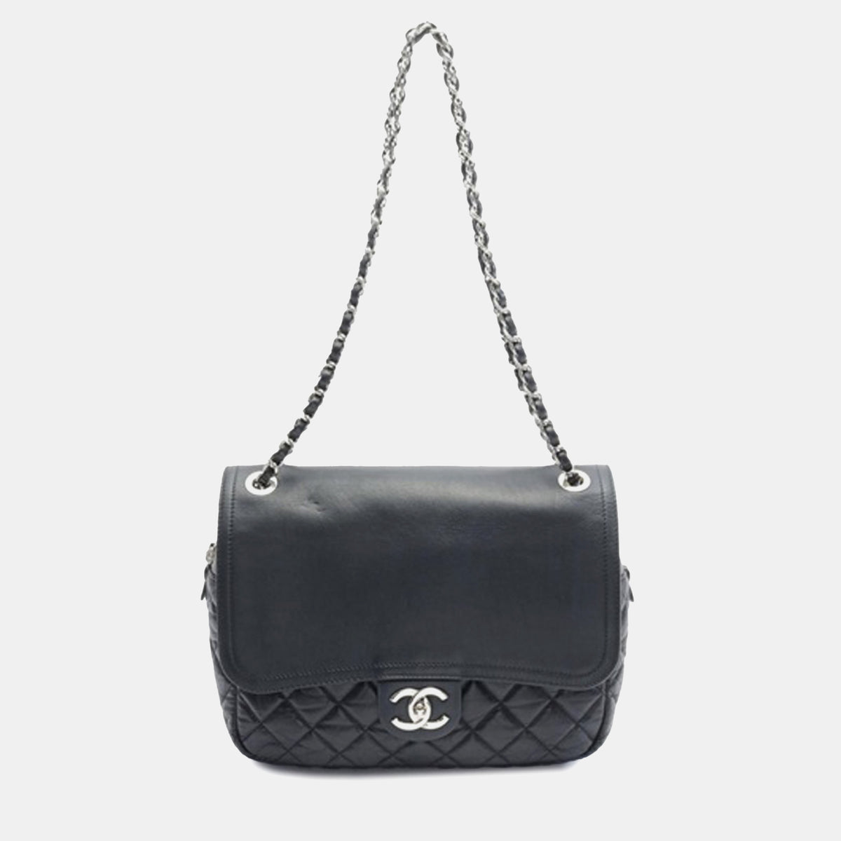Chanel Black Leather Quilted Calfskin Easy Zip Flap Shoulder Bag