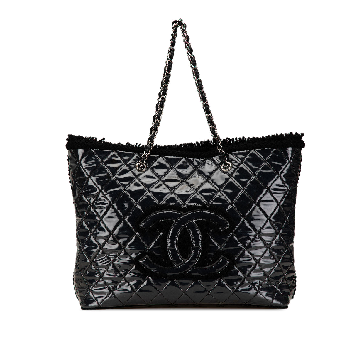 Chanel Large Quilted Tweed and PVC Funny Tote Bag
