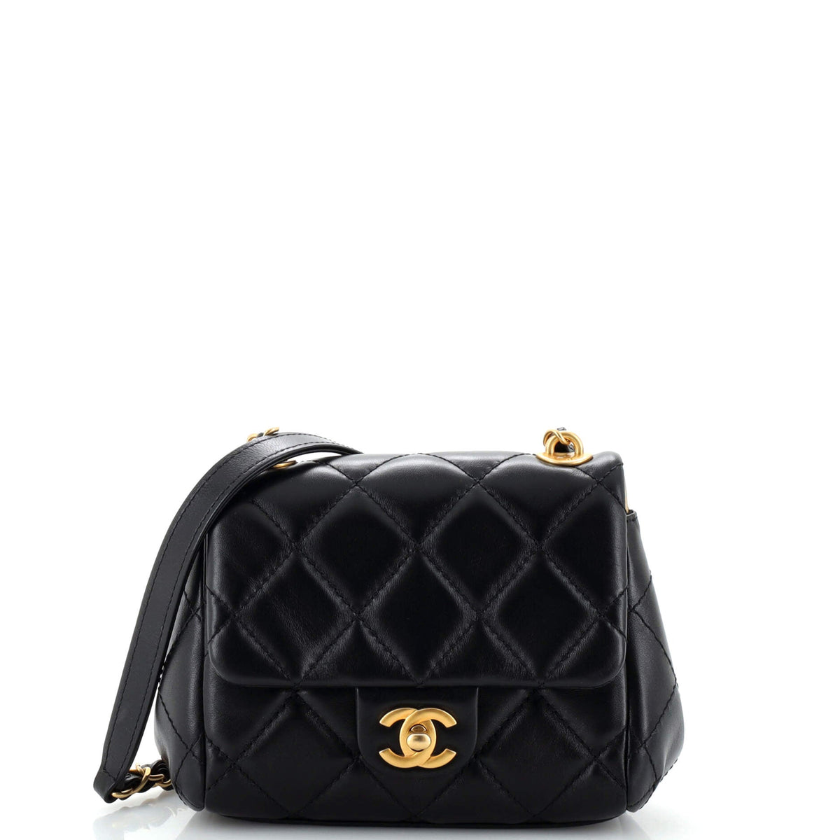 Chanel CHANEL CC Square Chain Flap Bag Quilted Puffy Lambskin Mini