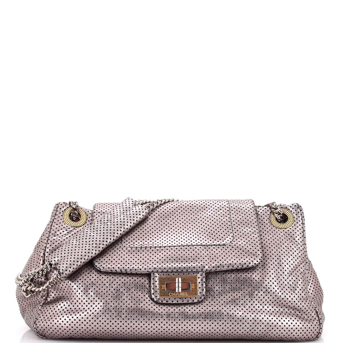 Chanel CHANEL Drill Accordion Flap Bag Perforated Leather Large