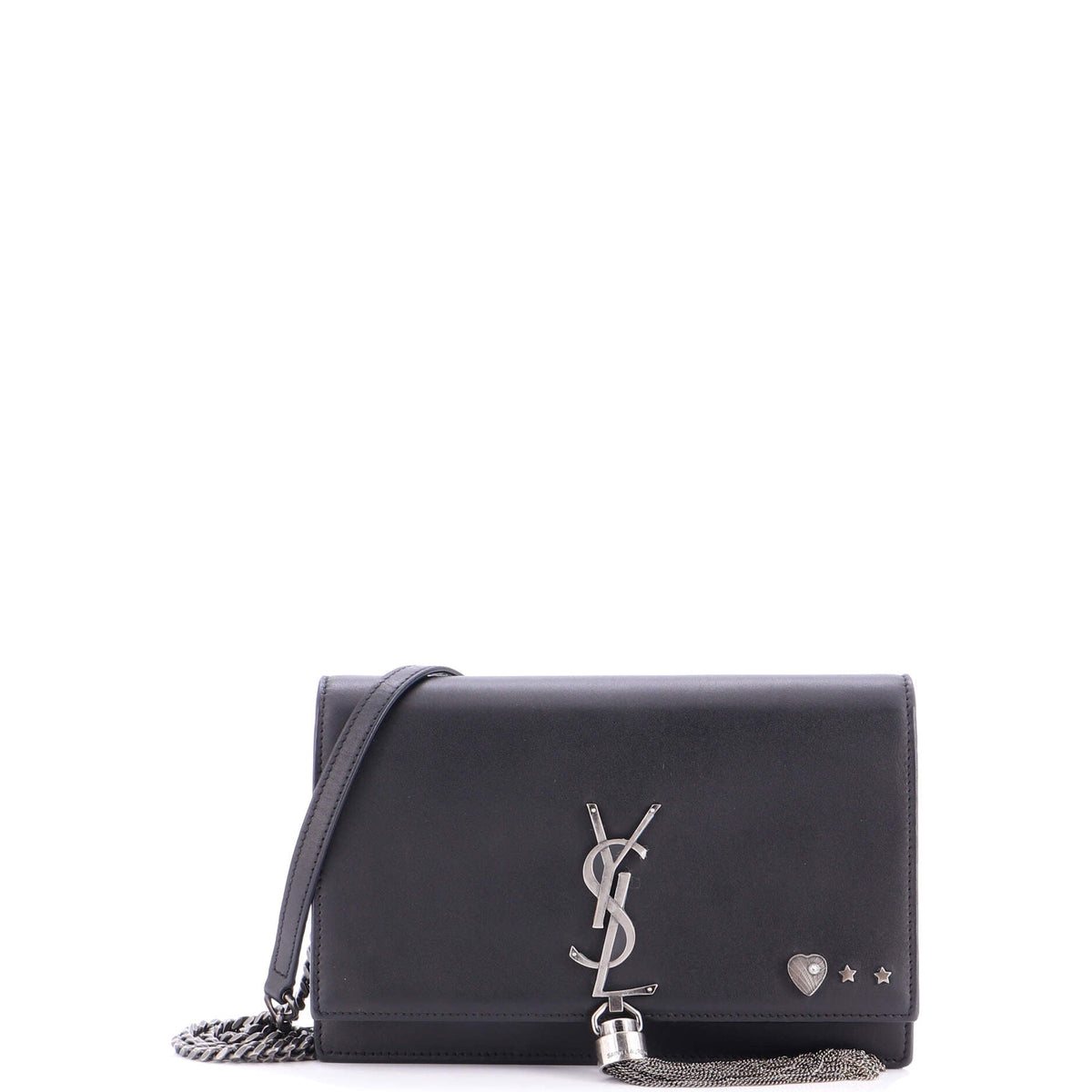 Saint Laurent Classic Monogram Tassel Chain Wallet Embellished Leather Small