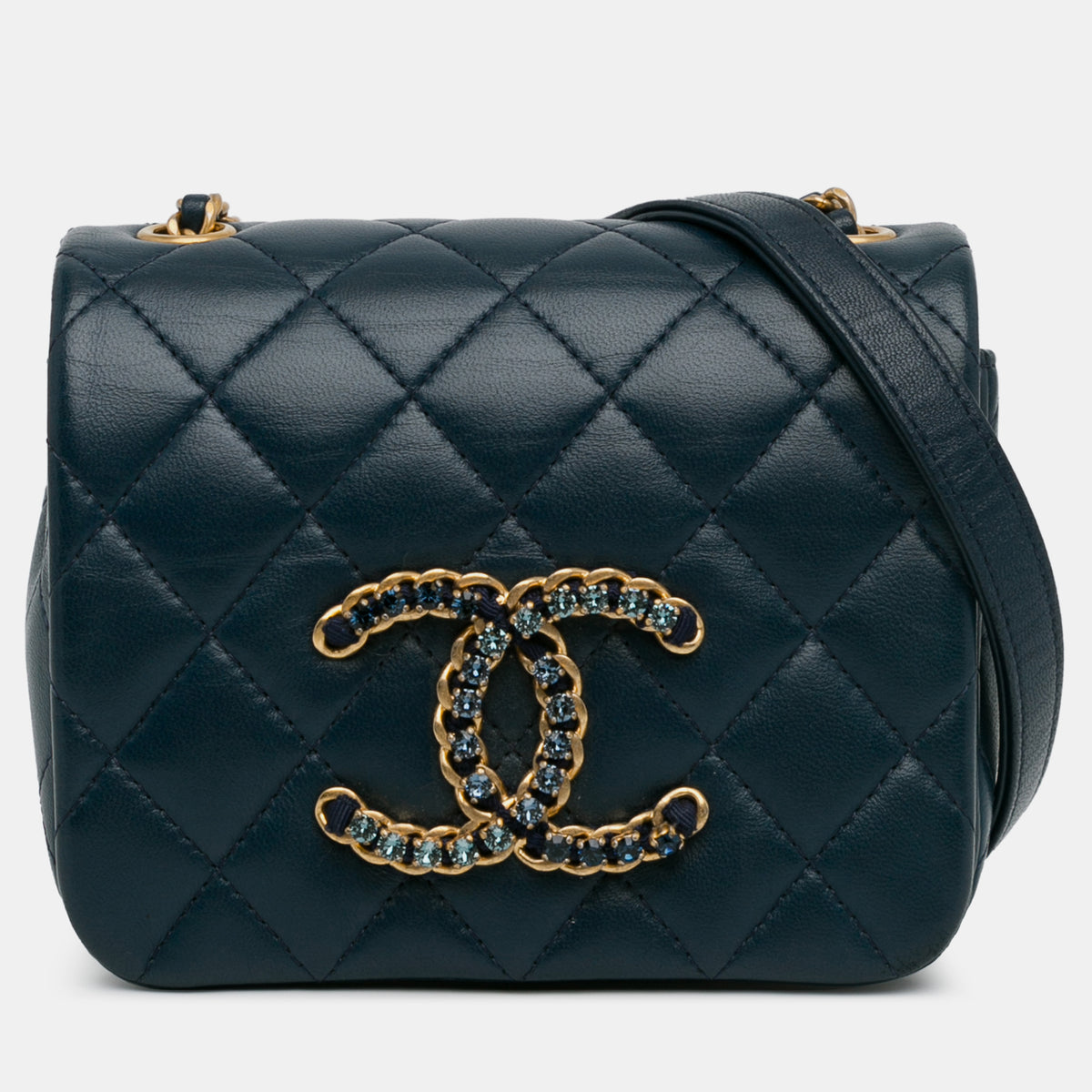 Chanel Mini Lambskin CC Crystal Full Flap Bag