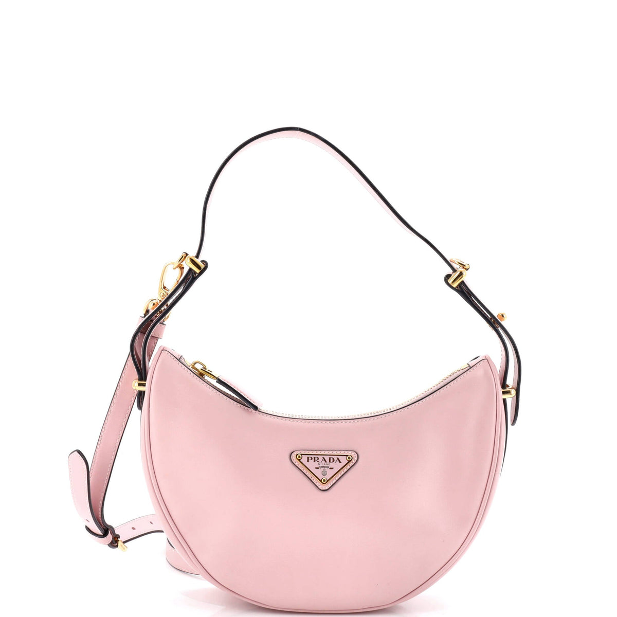Prada PRADA Arque Half Moon Hobo Leather Small