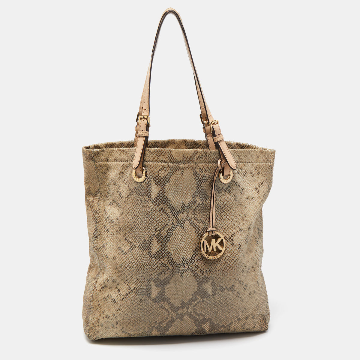 Michael Kors Beige/Grey Python Embossed Suede Tote