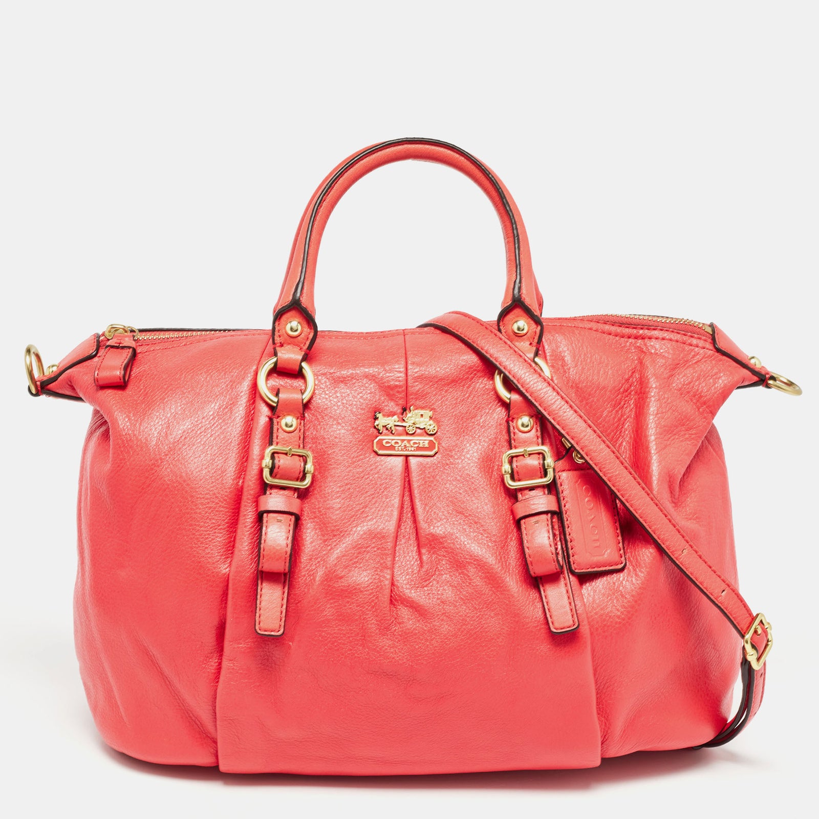 Coach Sacoche Juliette en cuir rouge corail Madison