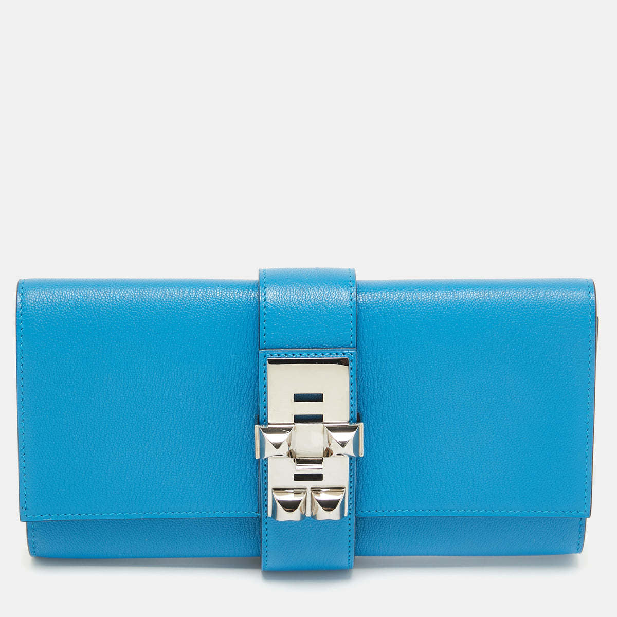 Hermès Hermès Bleu Zanzibar Chevre Mysore Leather Medor 23 Clutch