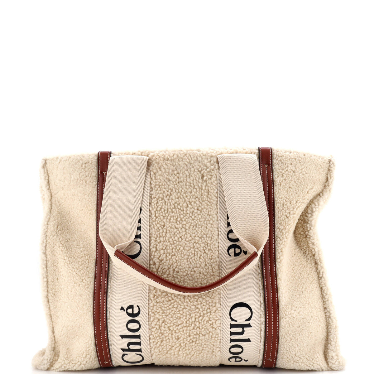 Chloe CHLOE Woody Tote Shearling with Leather Large