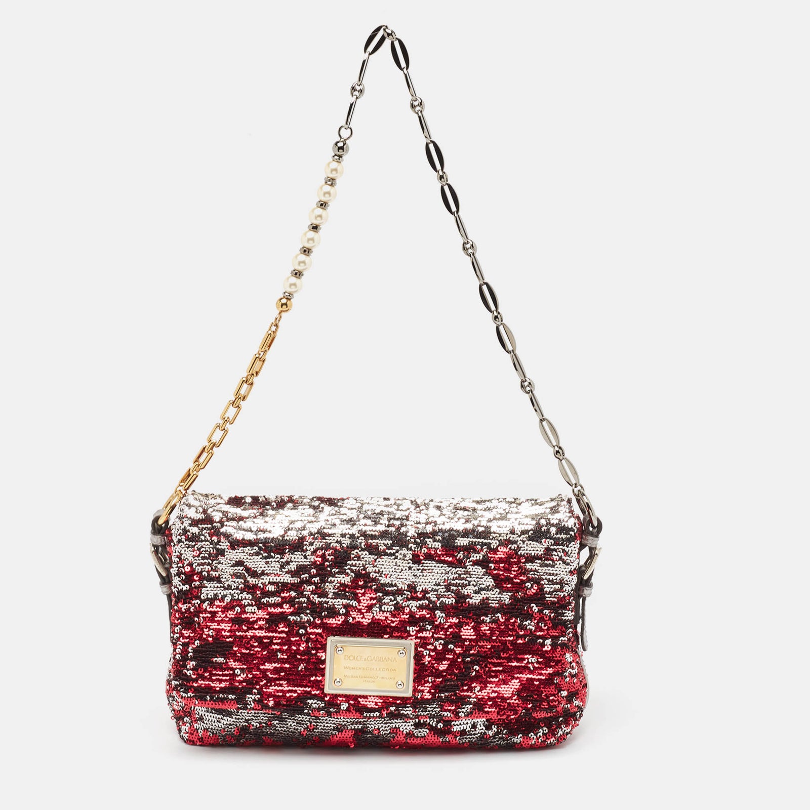 Dolce & Gabbana Pink/Silver Sequins Miss Charles Shoulder Bag