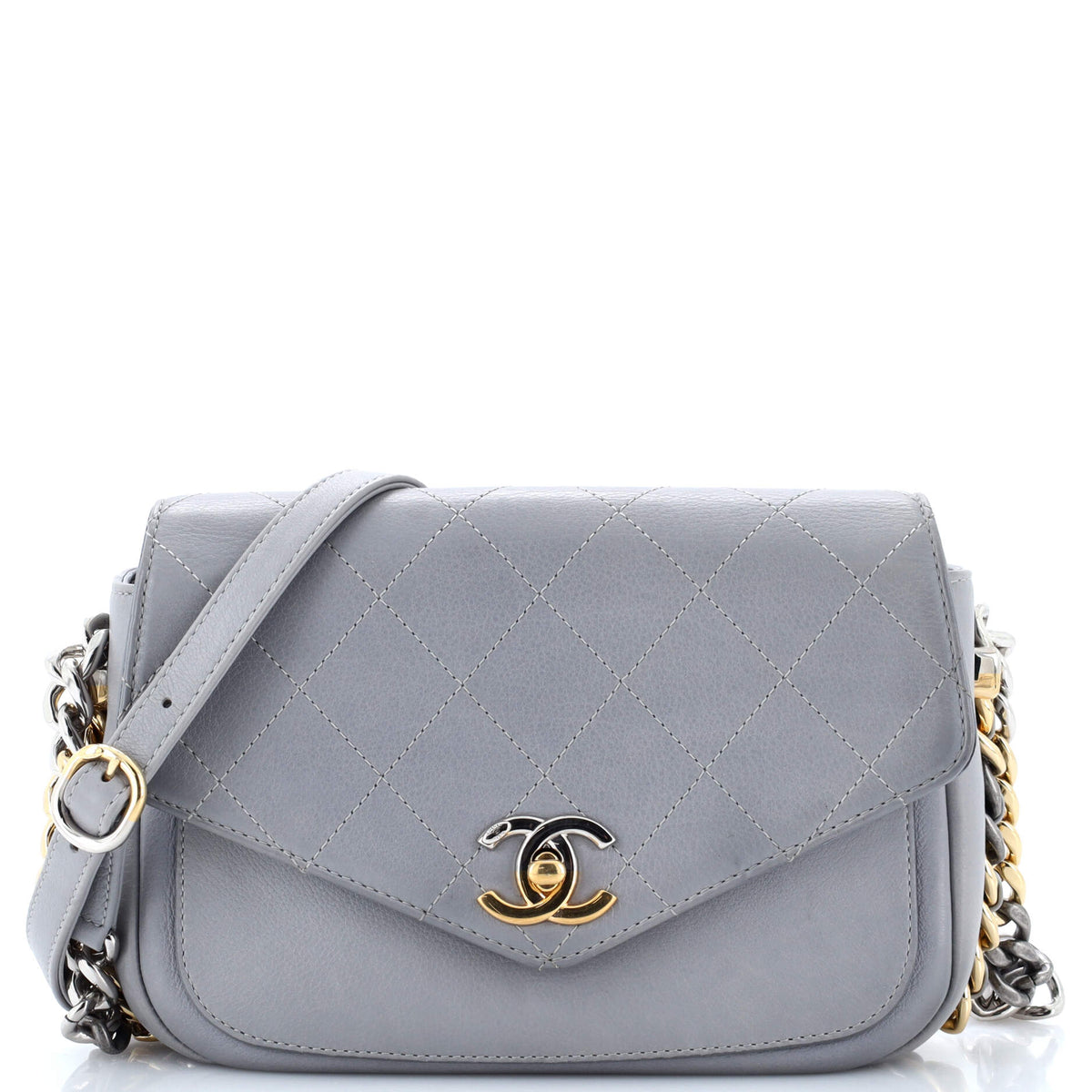Chanel CHANEL Two Tone Envelope Flap Bag Quilted Calfskin Medium