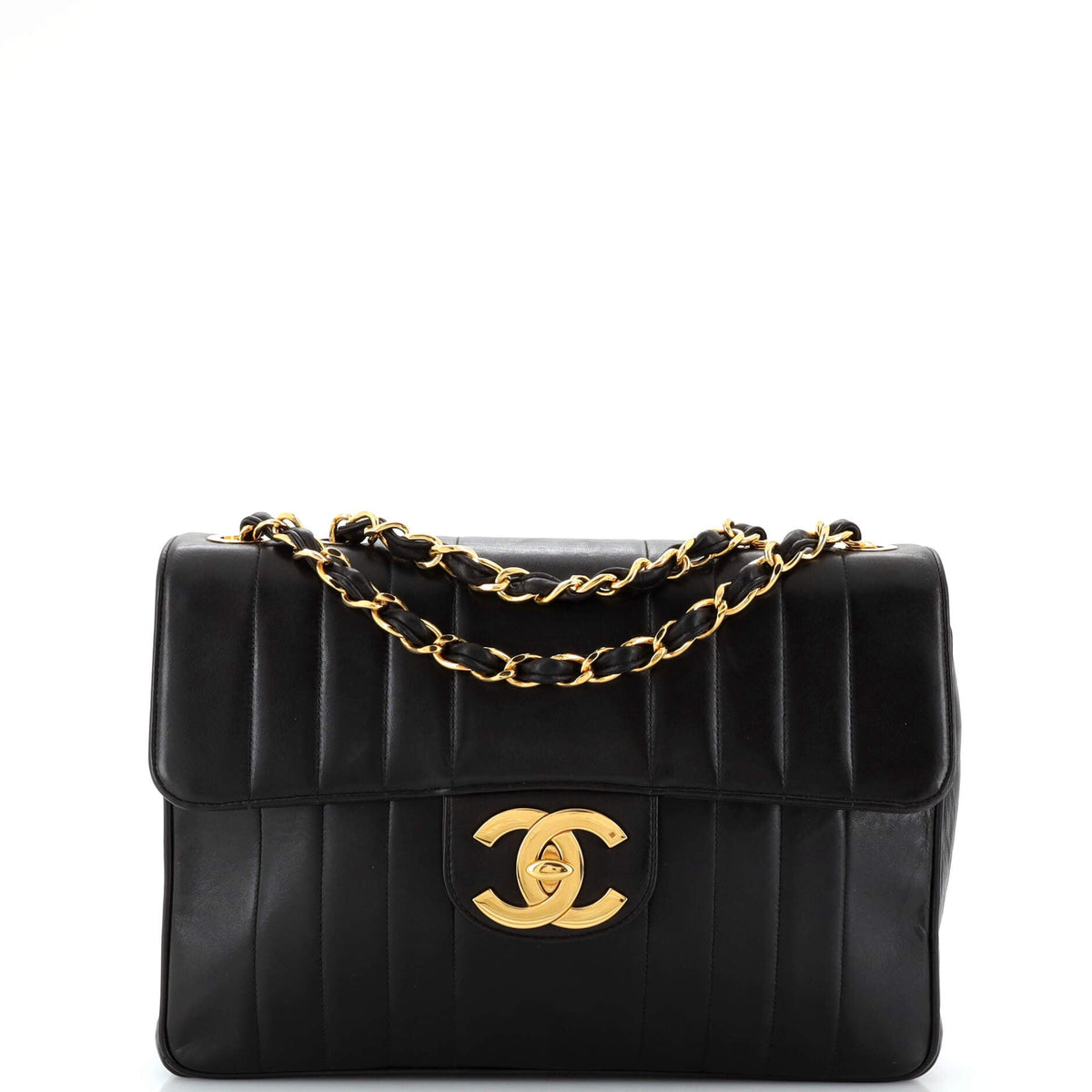 Chanel CHANEL Vintage Classic Single Flap Bag Vertical Quilt Lambskin Jumbo