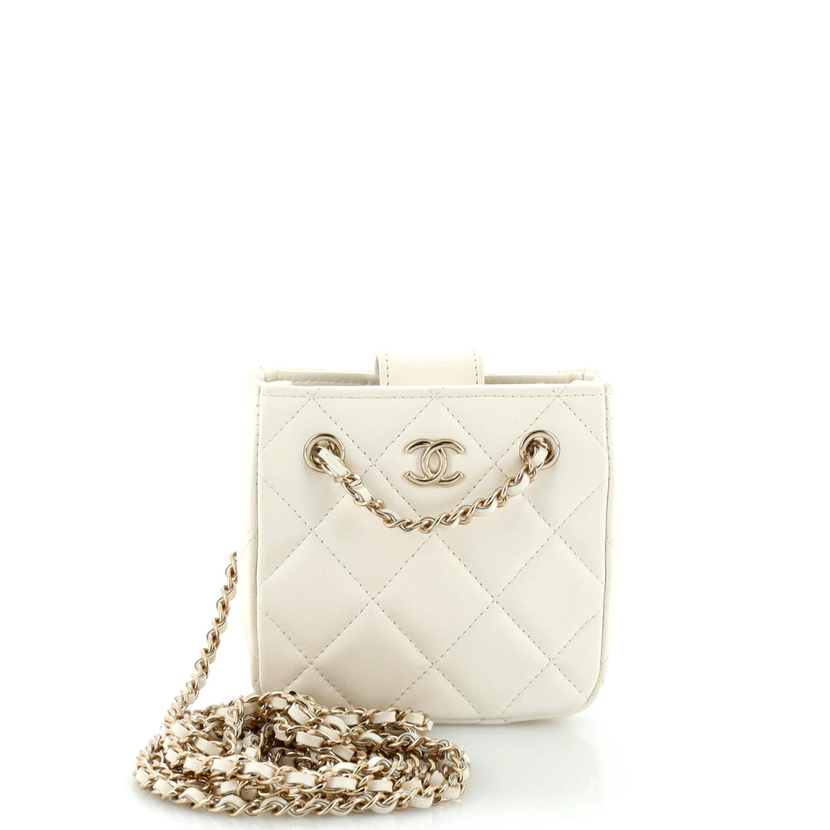 Chanel CHANEL CC Square Clutch with Chain Quilted Lambskin Mini