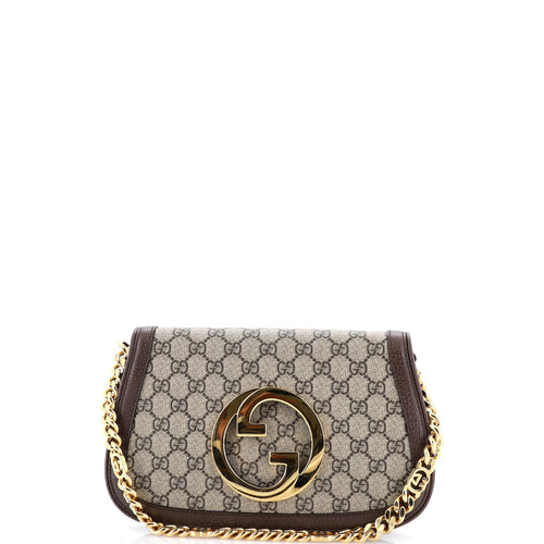 GUCCI Blondie NM Chain Flap Bag GG Coated Canvas Small