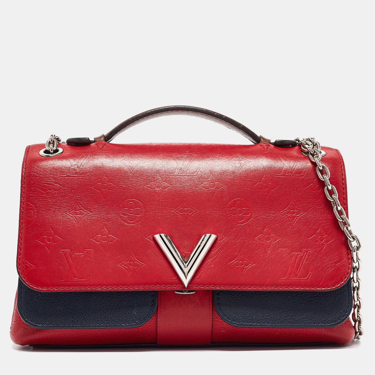 Louis Vuitton Red/Blue Monogram Leather Very Chain Bag