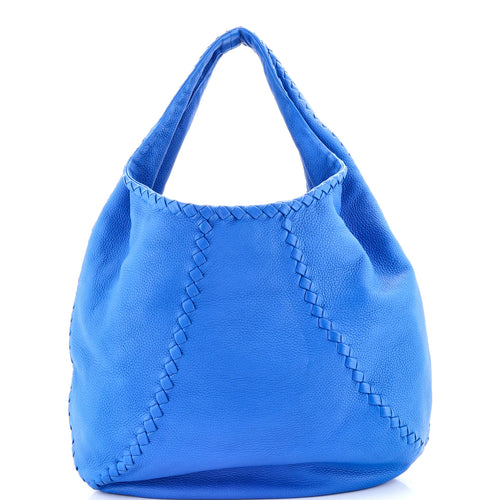 Baseball Hobo Leather with Intrecciato Detail Medium
