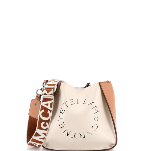 Logo Crossbody Bag Perforated Faux Leather Mini