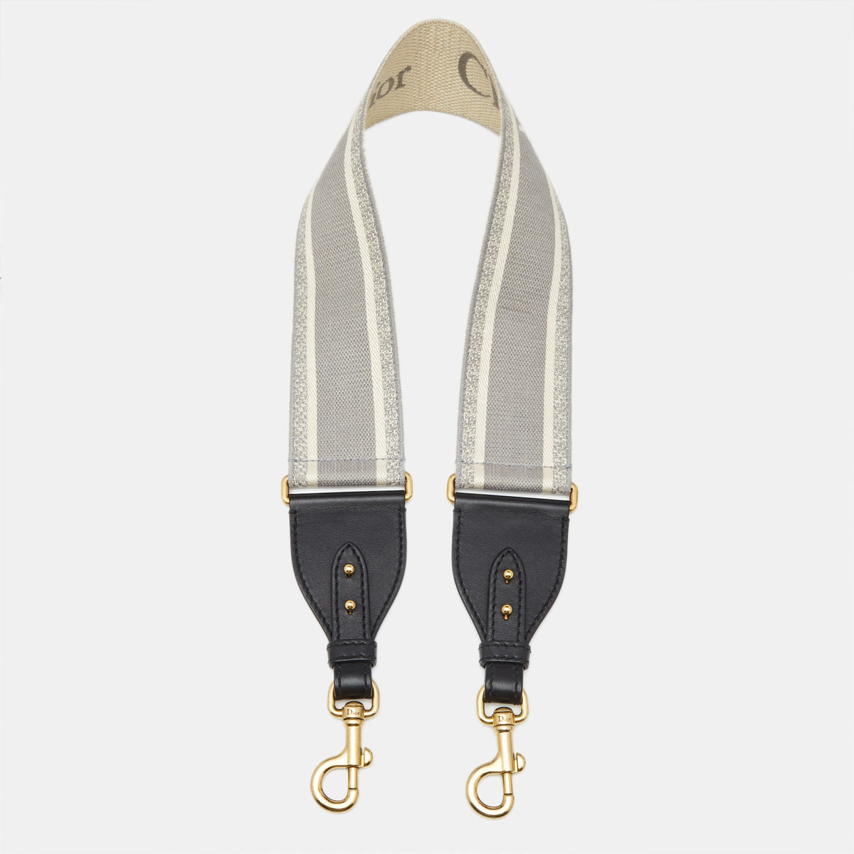 Dior Grey/White Embroidered Logo Canvas and Leather Shoulder Bag Strap