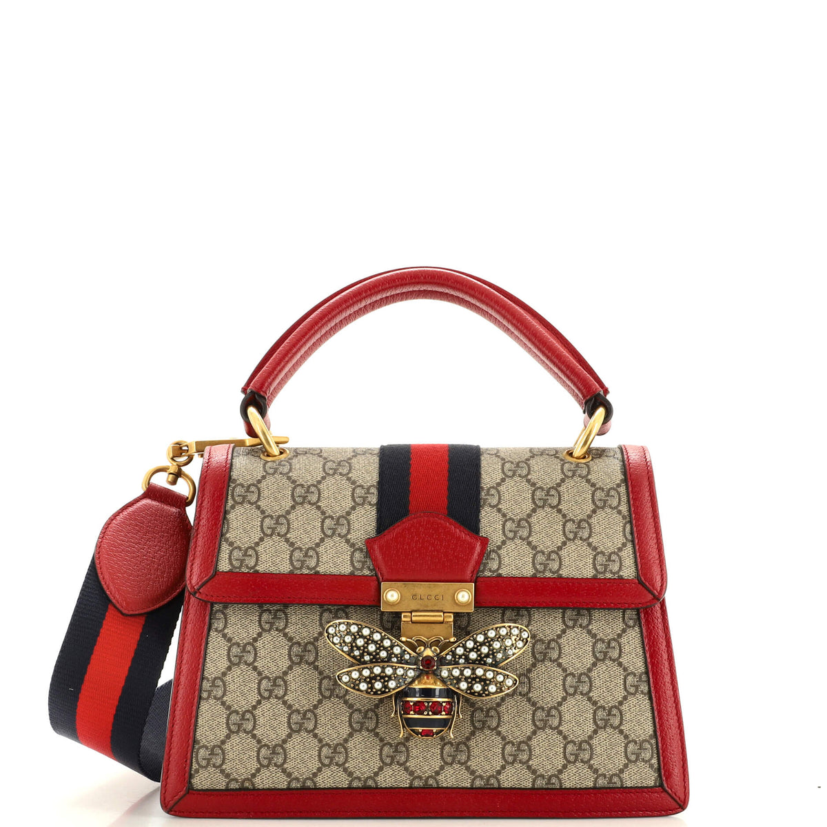 Gucci GUCCI Queen Margaret Top Handle Bag GG Coated Canvas Small