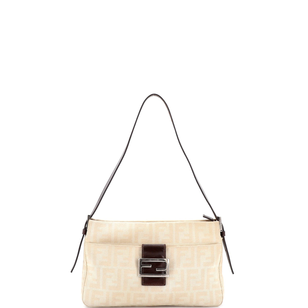 Fendi FENDI Vintage Pocket Shoulder Bag Zucca Canvas Small