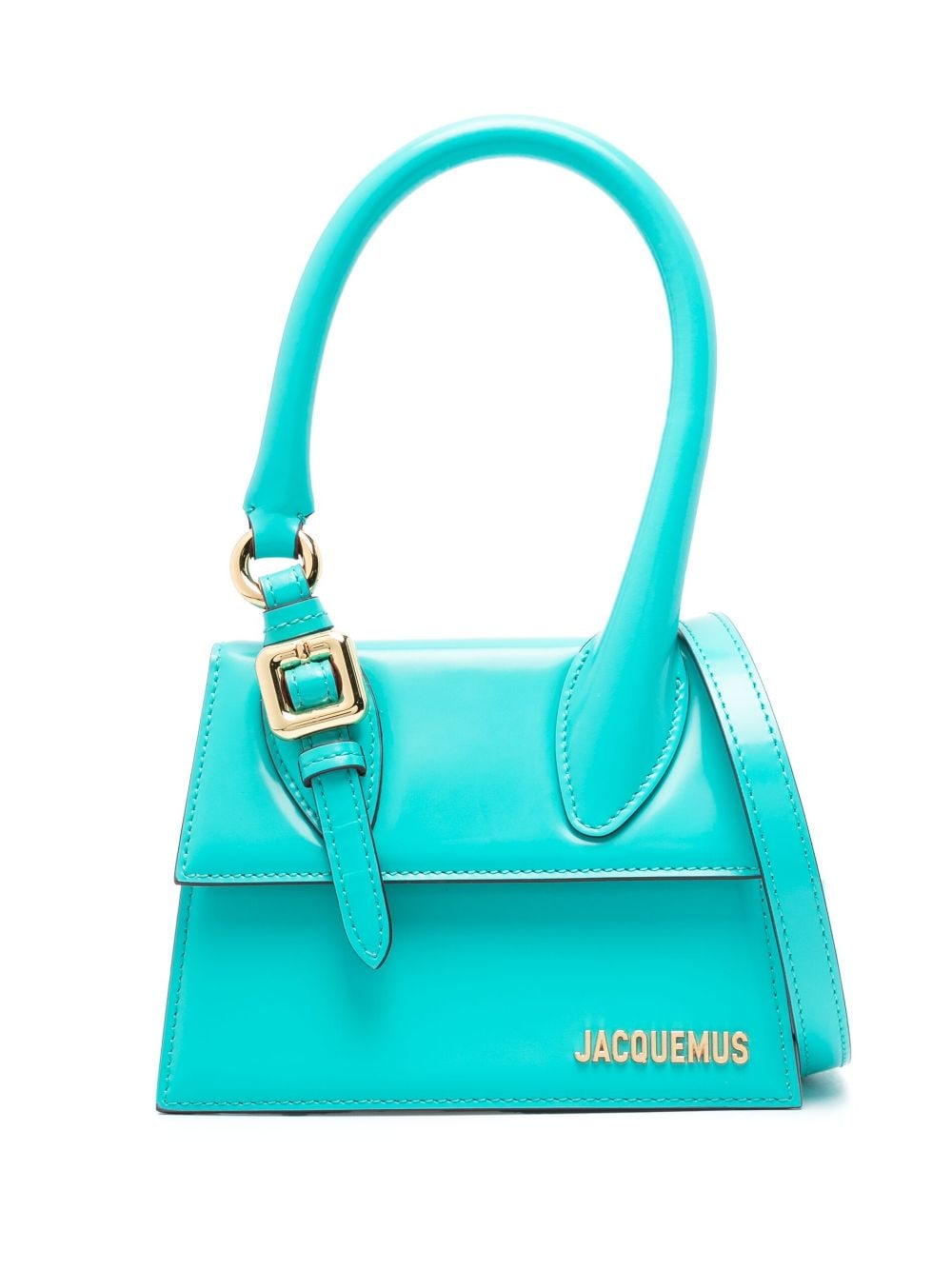 Jacquemus Women's Le Chiquito Moyen Boucle Leather Handbag in Clear Blue | Size UNI | 233BA327