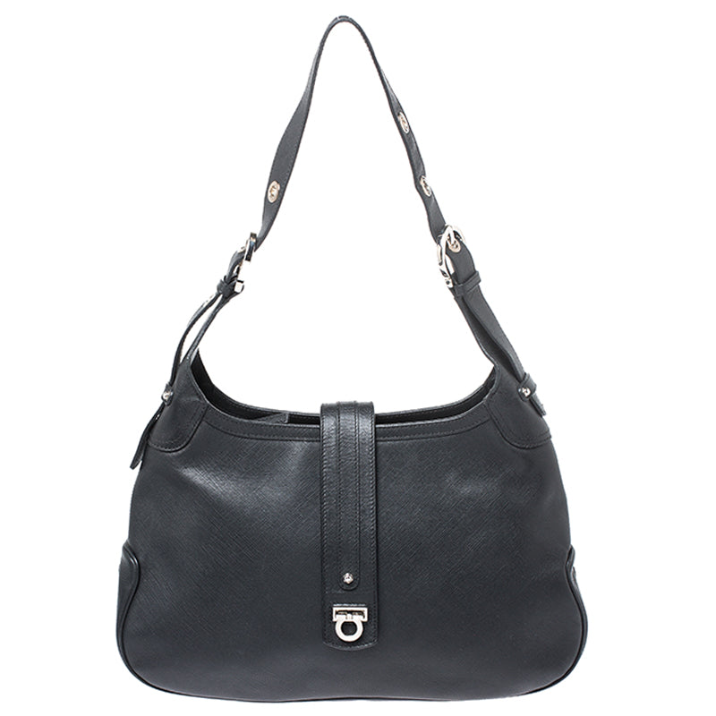 Salvatore Ferragamo Black Leather Hobo