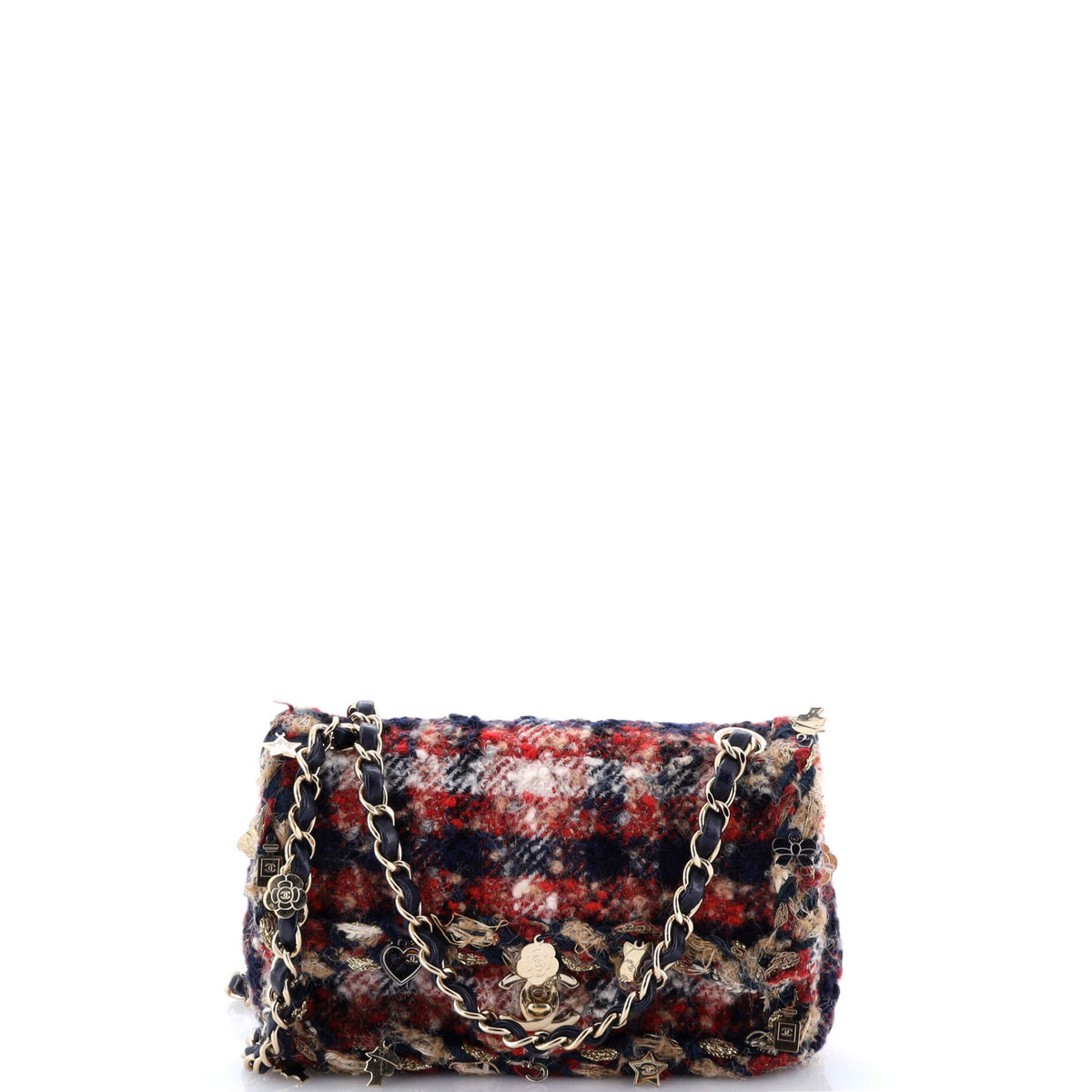 Chanel CHANEL Charms Classic Single Flap Bag Braided Quilted Tweed Mini