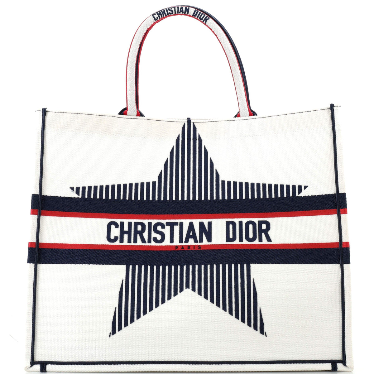 Christian Dior Dioralps Book Tote Embroidered Canvas Large
