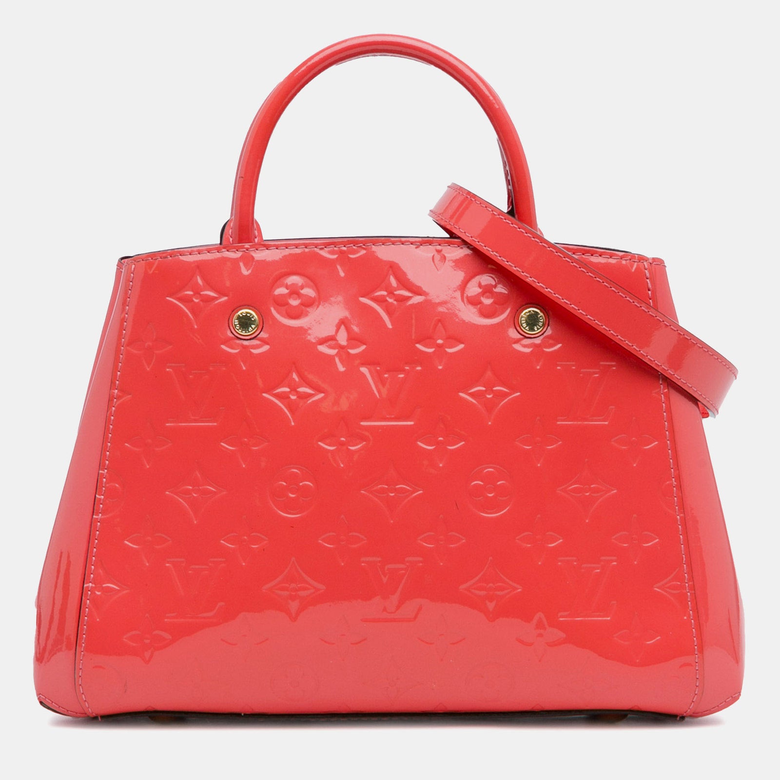 Louis Vuitton Sac à main Montaigne BB en cuir verni monogramme rouge