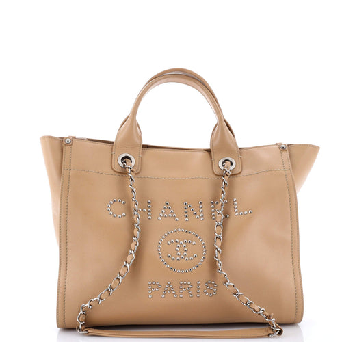 CHANEL Deauville Tote Studded Caviar Small