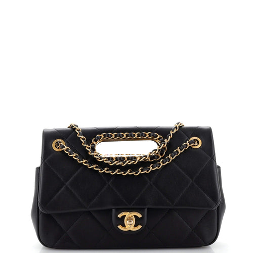 CHANEL A Real Catch Flap Bag Quilted Lambskin Medium