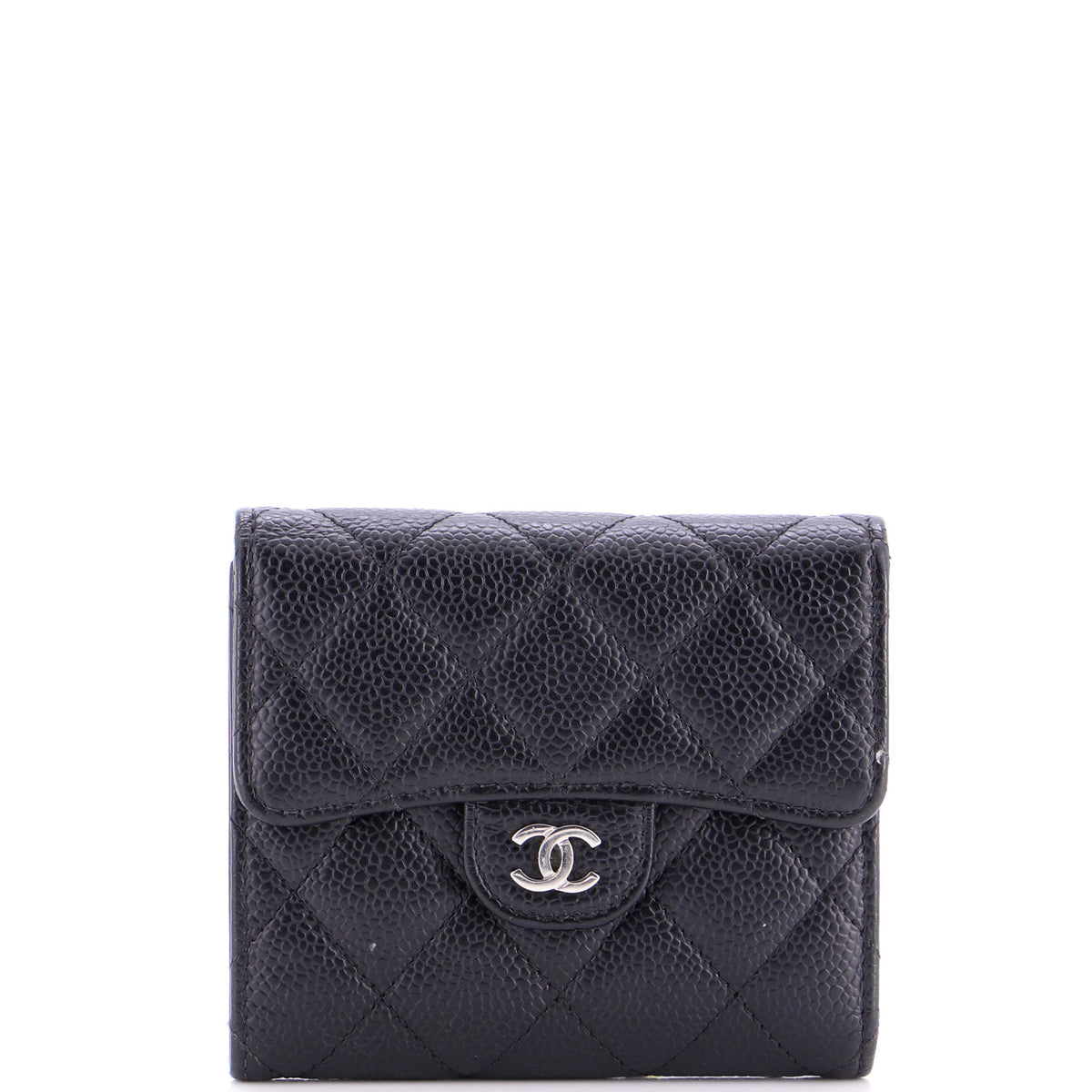 Chanel CHANEL CC Compact Classic Flap Wallet Quilted Caviar