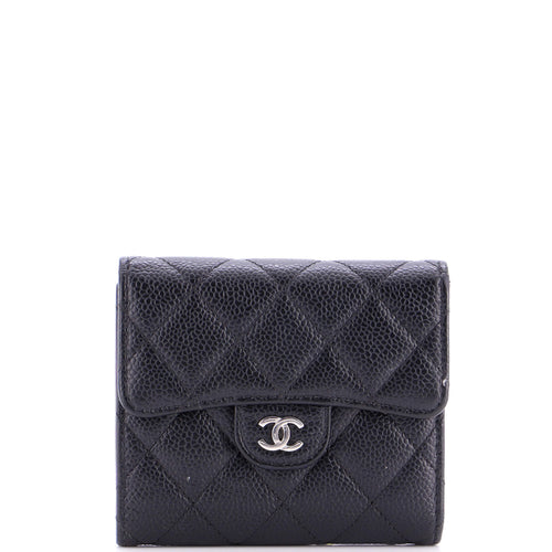 CHANEL CC Compact Classic Flap Wallet Quilted Caviar