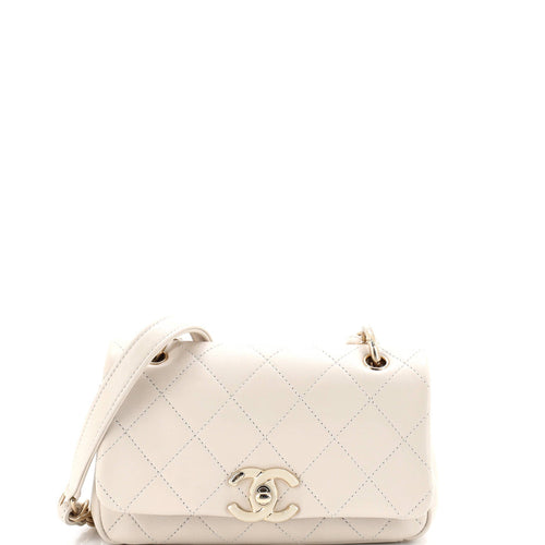CHANEL Twist Chain Enamel CC Flap Bag Quilted Lambskin Medium