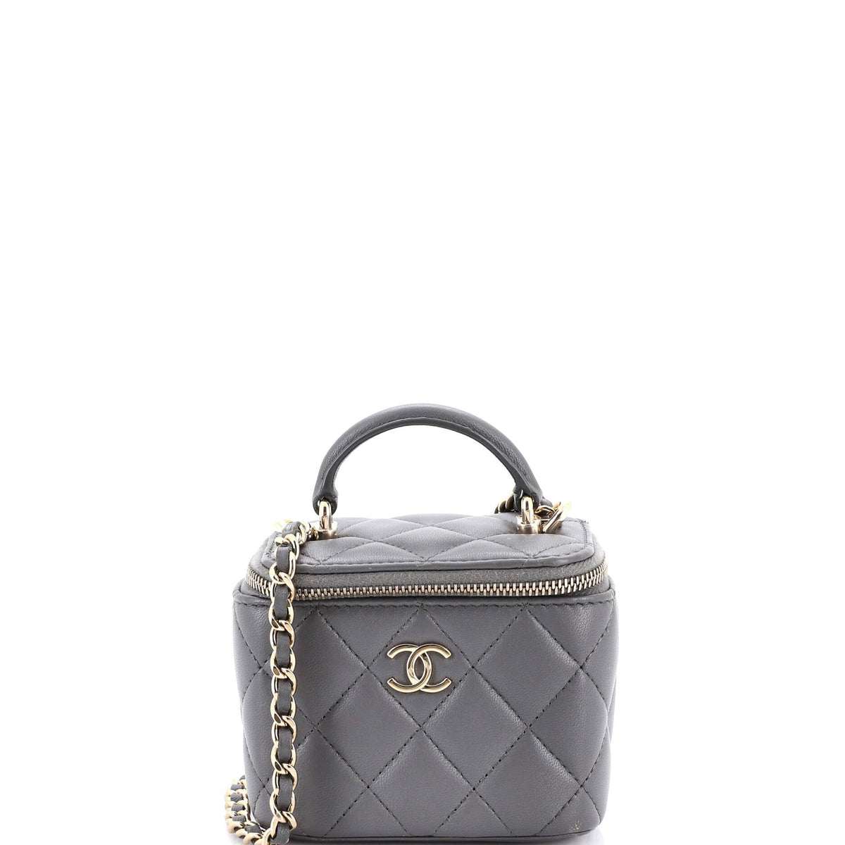Chanel CHANEL Classic Top Handle Vanity Case with Chain Quilted Lambskin Mini
