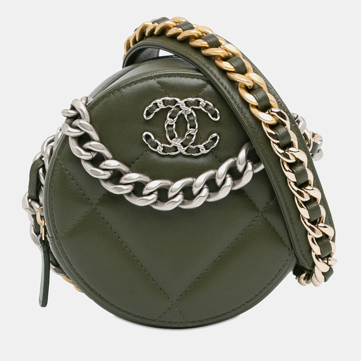 Chanel Lambskin 19 Round Clutch with Chain