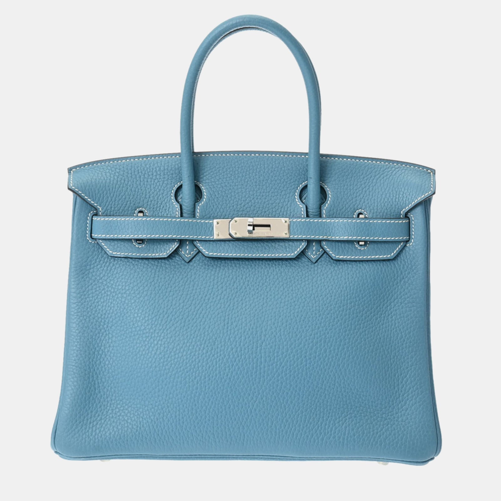 Herm?s Sac fourre-tout Birkin 30 en cuir Taurillon Clémence bleu Jean