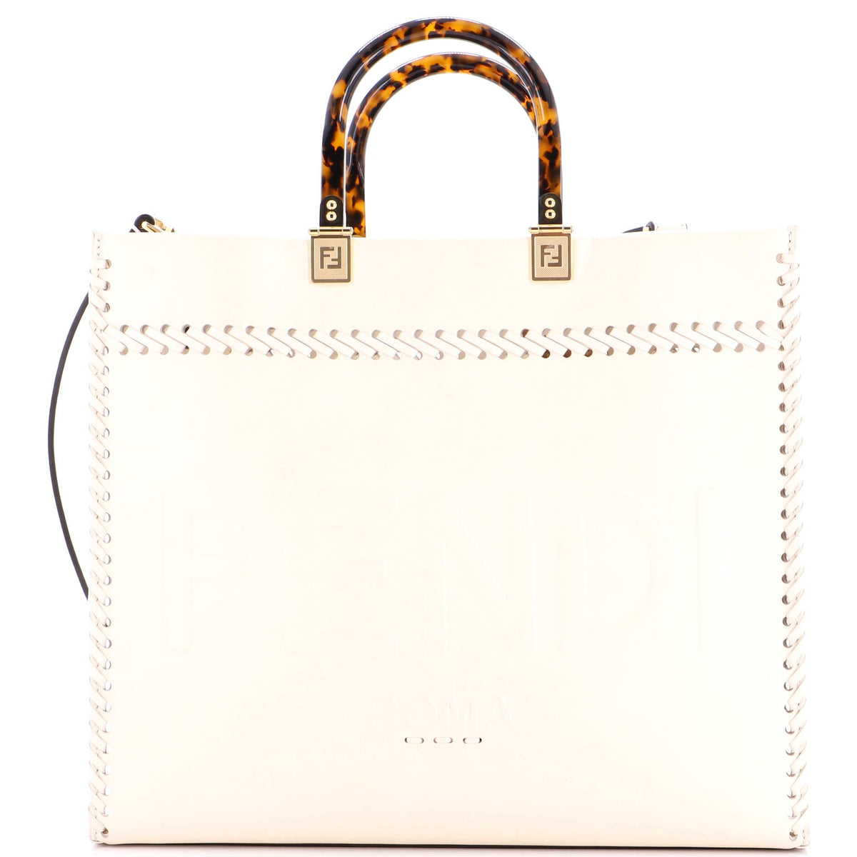 Fendi FENDI Sunshine Shopper Tote Whipstitch Leather Medium