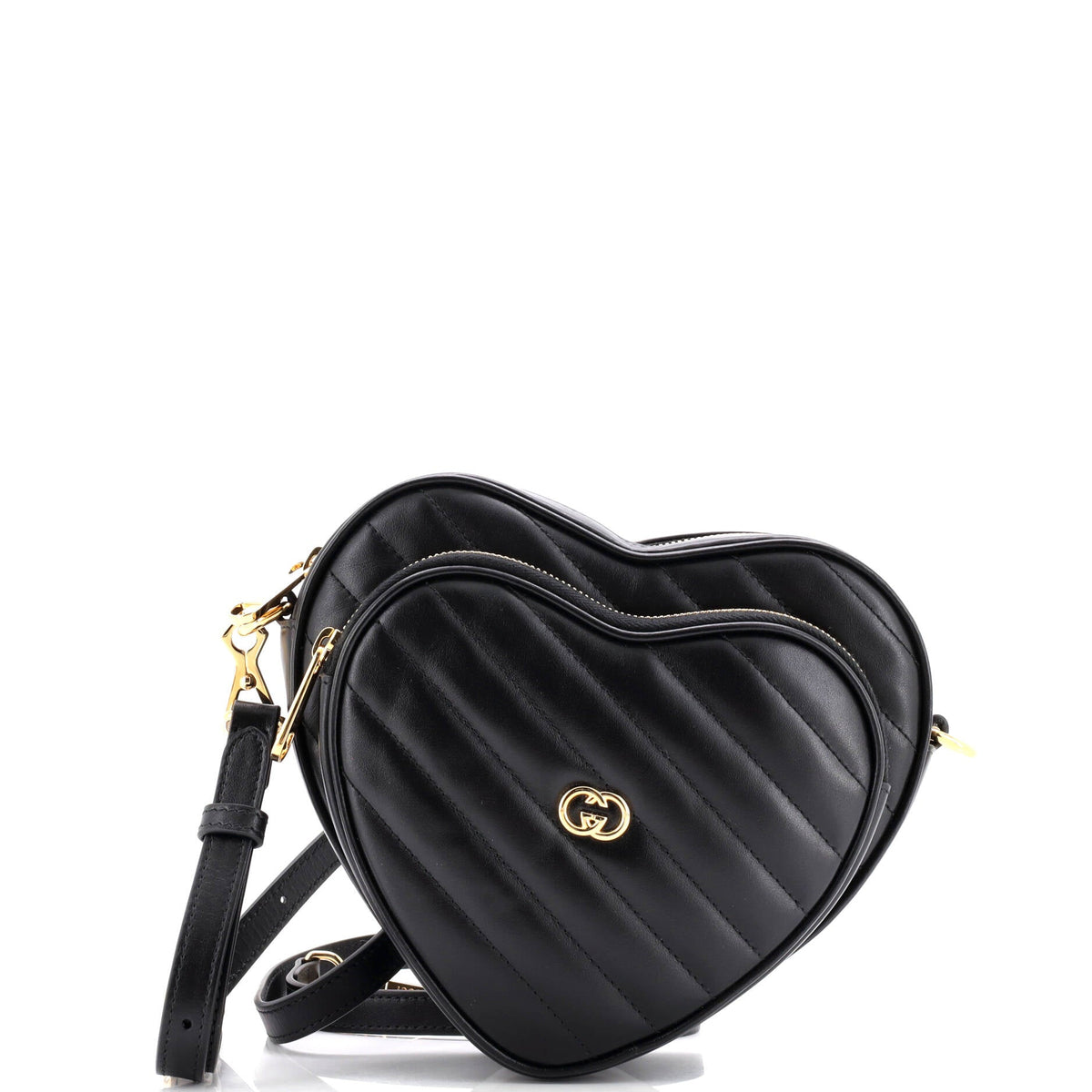 Gucci GUCCI Interlocking G Heart Shoulder Bag Diagonal Quilted Leather Mini