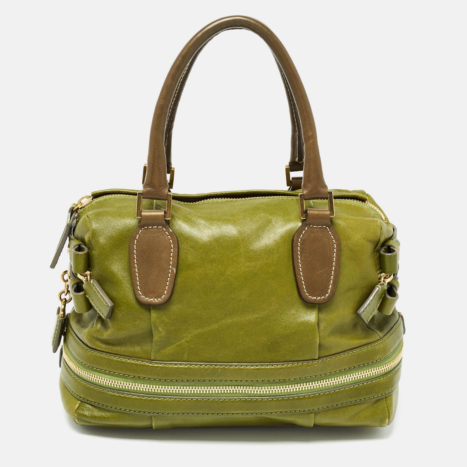 Chloe Green Leather Andy Expandable Satchel