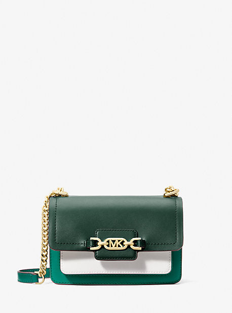 Michael Kors MK Heather Extra-Small Color-Block Leather Crossbody Bag - Green - Michael Kors