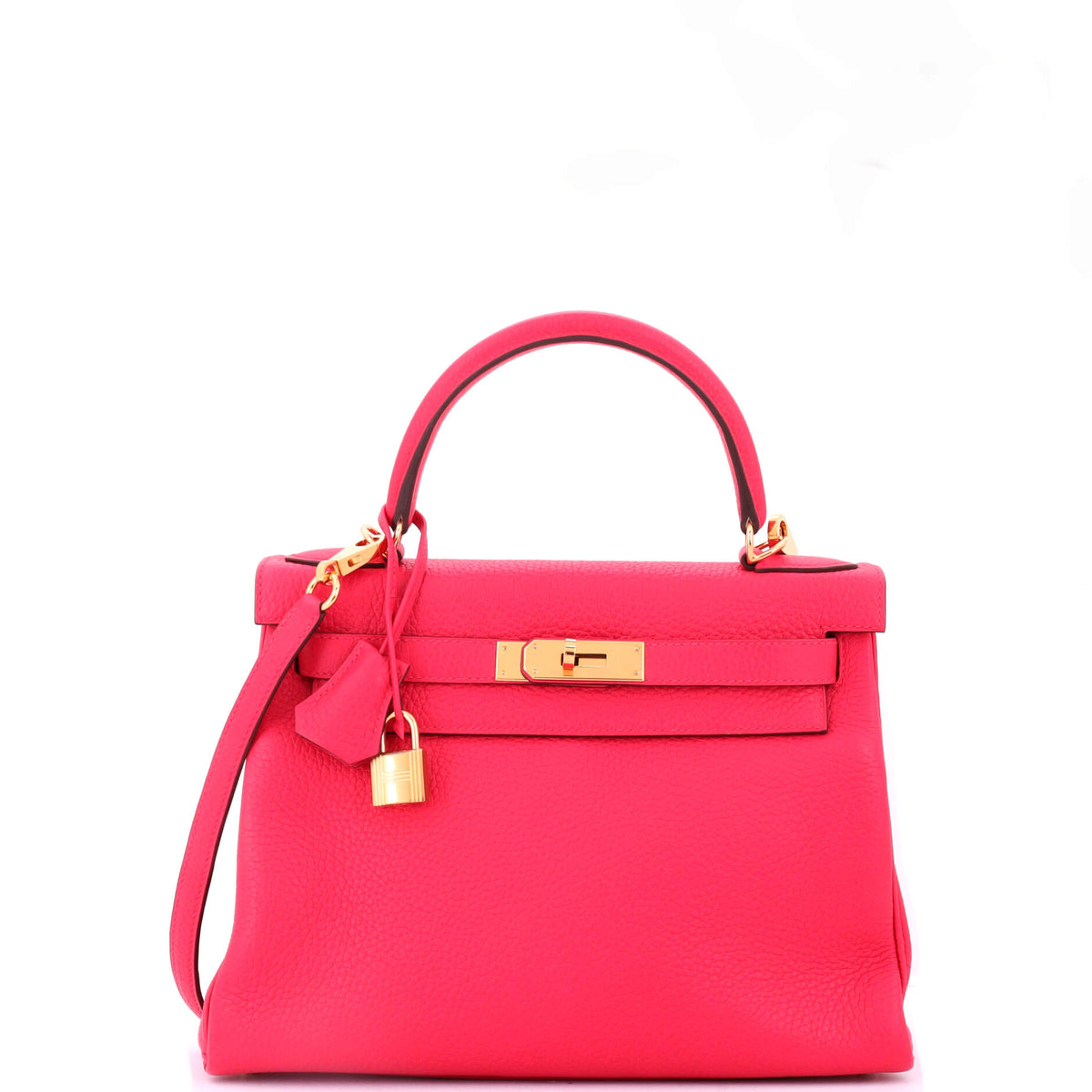 Herm?s Kelly Handbag Rose Extreme Clemence with Gold Hardware 28