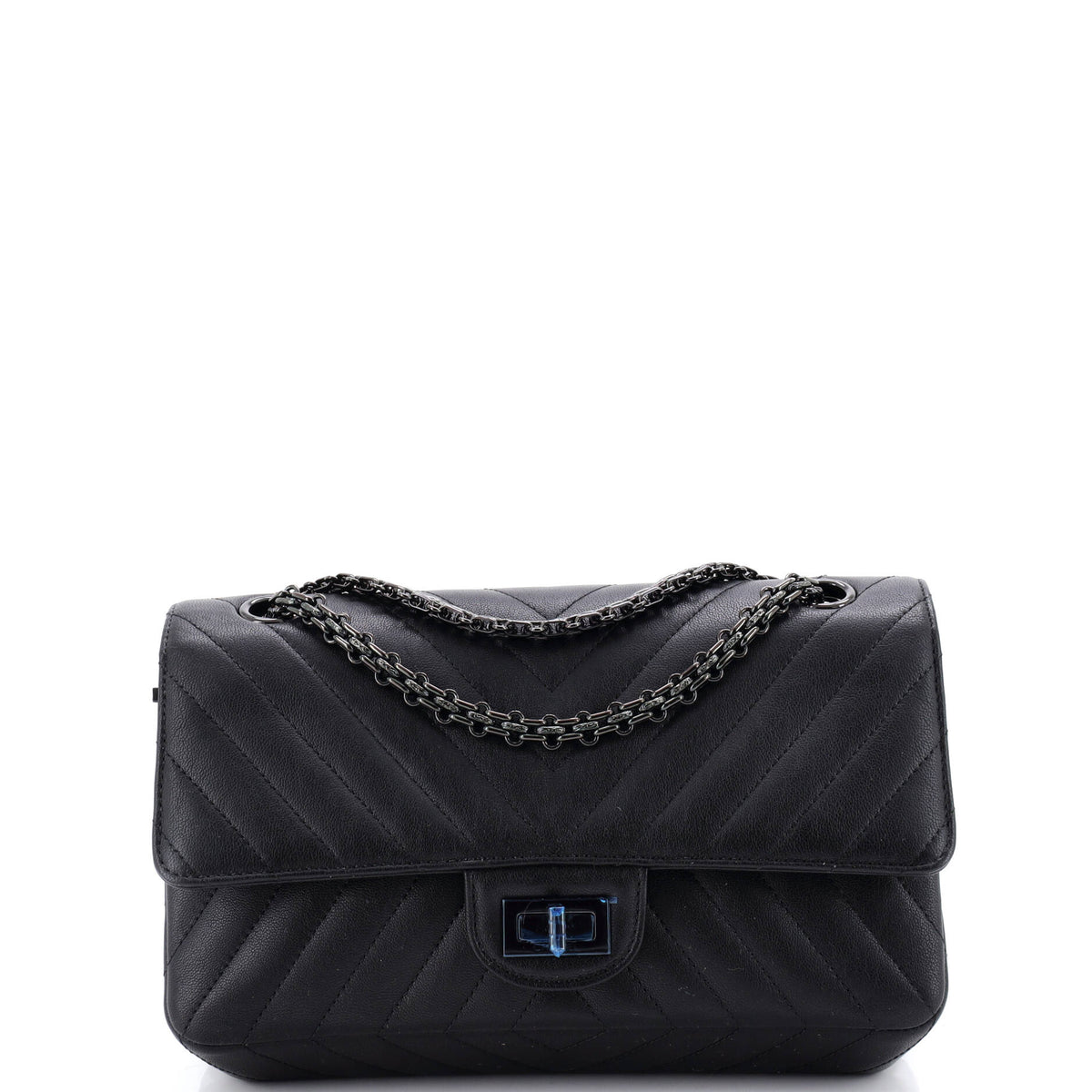 Chanel CHANEL So Black Reissue 2.55 Flap Bag Chevron Sheepskin 225