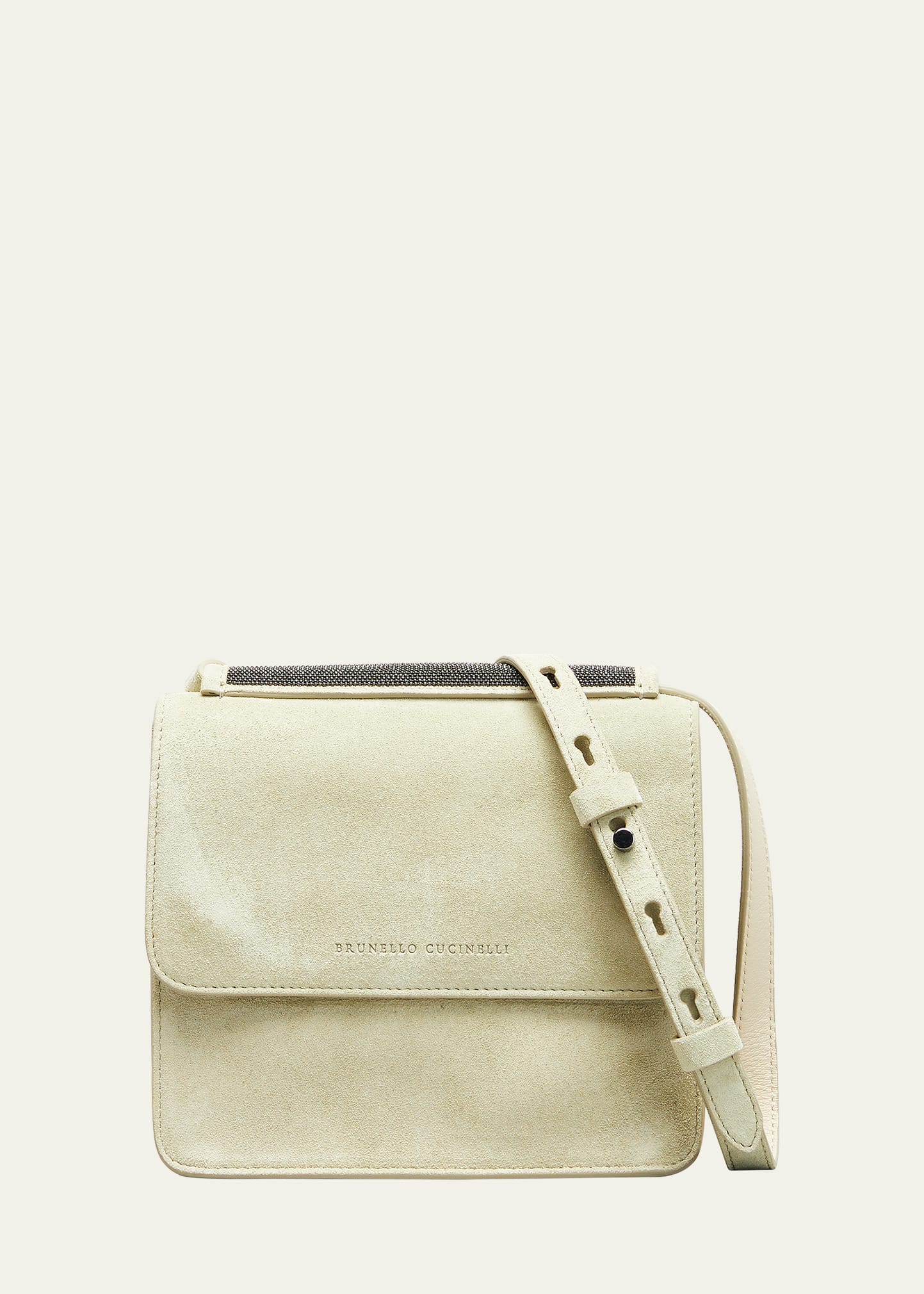 Brunello Cucinelli Suede Monili Flap Crossbody Bag