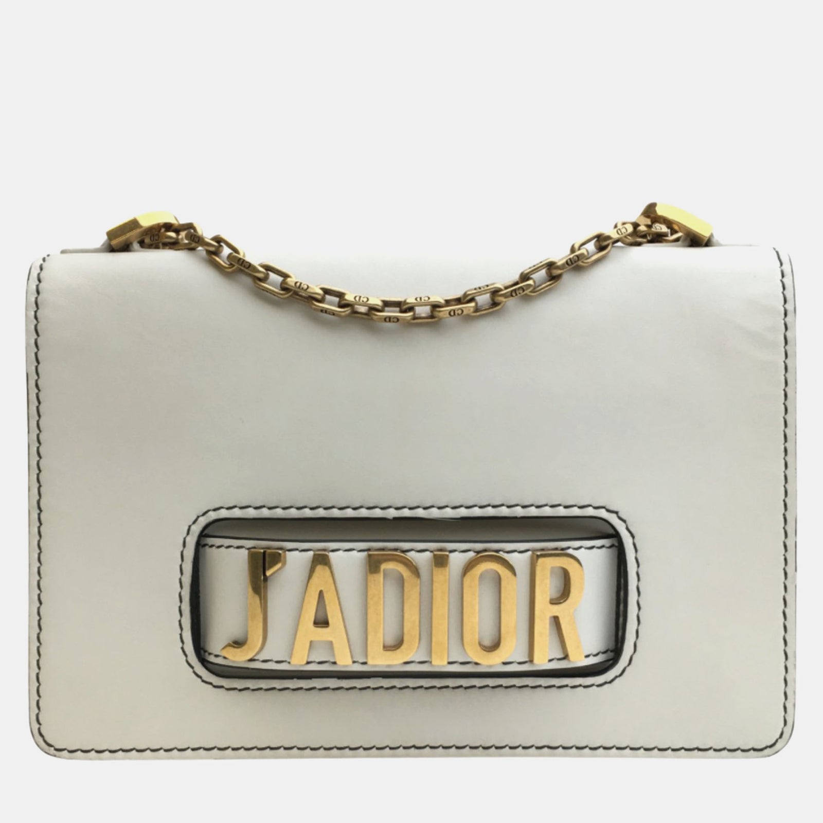 Dior White Leather Medium J'Adior Shoulder Bag